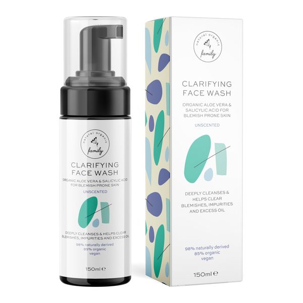 The Natural and Organic Family Clarifying Face Wash with Salicylic Acid - Facial Cleanser for Oily, Normal, and Combination Skin - Exfoliating, Pore Minimizing Formula for Teens