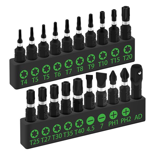 SWANLAKE 20PCS Screwdriver BIT Set,Tamper Resistant Star Bit Set,Torx Bit Set,1/4-inch Hex Shank, S2 Alloy Steel, T4-T40