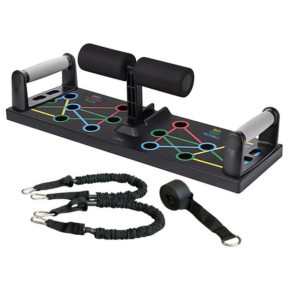 Leto 3 in 1 Multi Push-Up Bar Push-Up Equipment + Tubing Band LPB-S03, Black