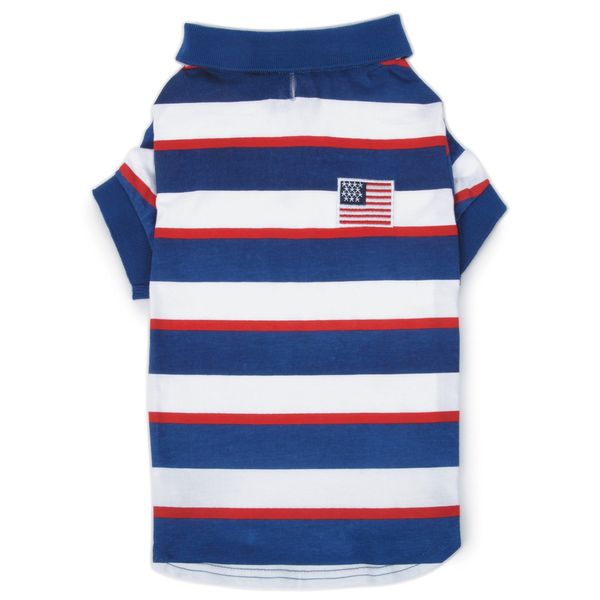 Zack & Zoey Patriotic Pooch SPF40 Polo Shirt for Dogs, 10" X-Small