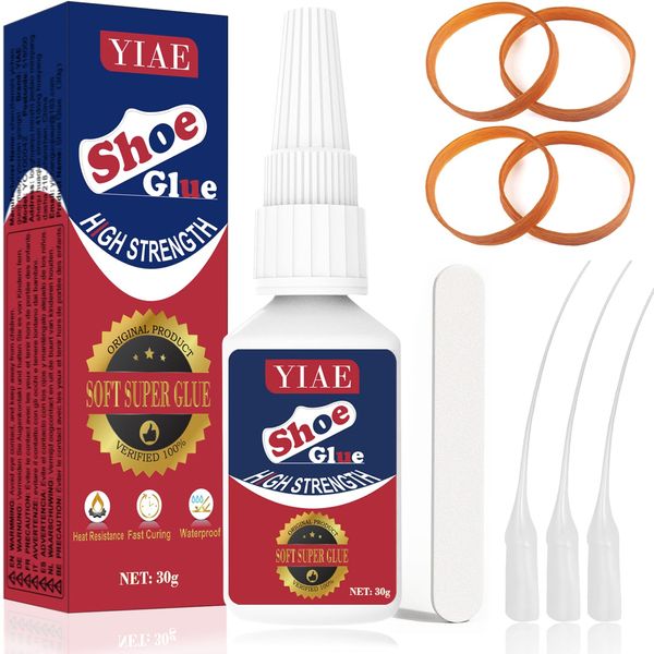 Schuhkleber 30g, YIAE soft super glue, Schuhkleber Sohlenreparatur Sofort, Kleber für Schuhe Wasserfest, Klarer Starker Kleber für Schuhreparatur, Turnschuhe, Sohlen, Stiefel und mehr