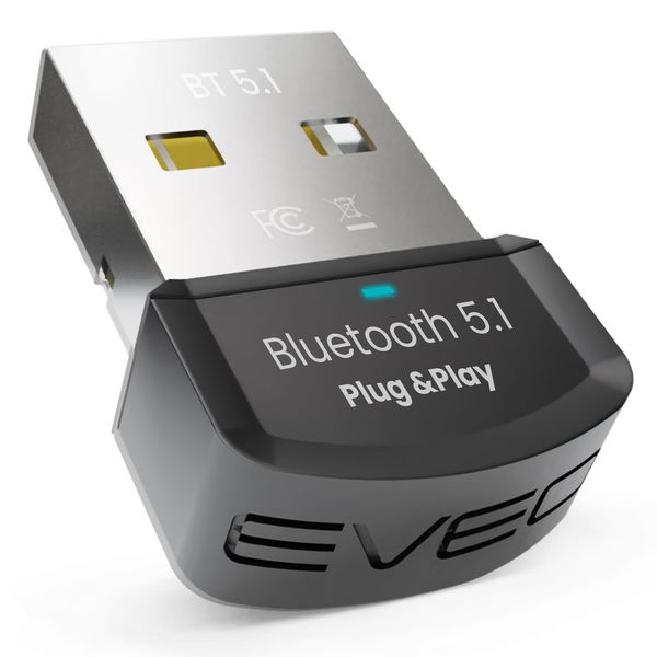 USB Bluetooth Adapter for PC 5.1 - Bluetooth Dongle 5.1 USB Bluetooth Dongle for PC - Windows 11/10 Plug and Play. for Computer Desktop, Laptop, Mouse, Keyboard, Printers, Headsets, Speakers.