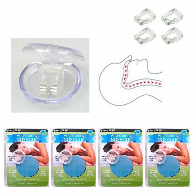 4 Pc Anti Snoring Nose Clips Stop Snore Free Sleep Aid Guard Night Device Tv