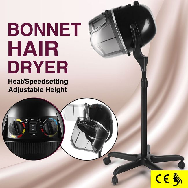 Pro Adjustable Height Stand Up Hood Floor Hair Bonnet Dryer Salon Styling Wheels