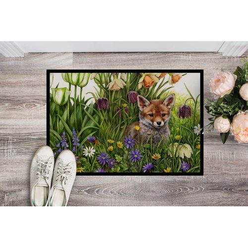 Caroline's Treasures CDCO0464MAT April Fox by Debbie Cook Doormat 18x27 Front Door Mat Indoor Outdoor Rugs for Entryway, Non Slip Washable Low Pile, 18H X 27W