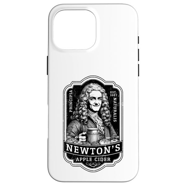 Funny Physics Isaac Newton Apple Cider Vintage Label Science Case for iPhone 16 Pro Max