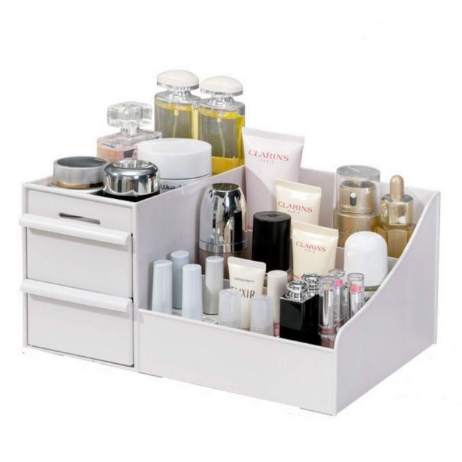 Simbuy Makeup Organizer With Drawers, Bathroom Countertop Organizer for Cosmetics, Vanity Storage for Lipstick, Brushes, Lotions, Eyeshadow, Nail Polish and Jewelry