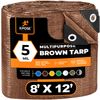Multipurpose Protective Cover Brown Poly Tarp 8' x 12' - Durable, Water Resist