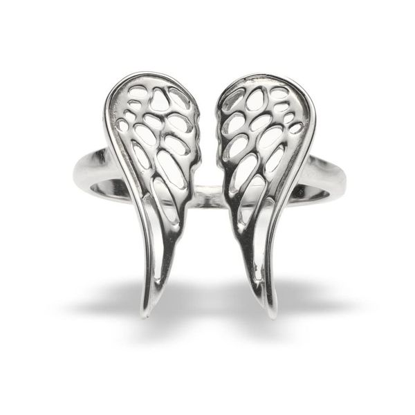 FIYAH Angel Ring - Guardian Angel Wings Ring - Sterling Silver Adjustable Size Ring for Women and Girls - Guardian Angel Feather Wing Ring - Open Ring