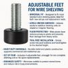 4-Pack Adjustable Feet for Wire Shelving Posts – Leveling Foot Set for Storage Racks – Threaded Base for Height Adjustment – Durable, Floor-Safe, Easy to Install Replacement Set