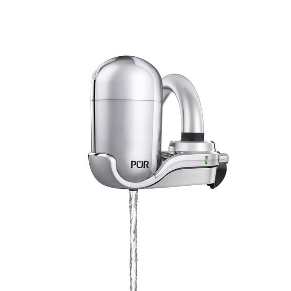 PUR PLUS Faucet Mount Water Filtration System, 3-in-1 Powerful, Natural Mineral Filtration with Lead Reduction, Vertical, Chrome, FM3700B