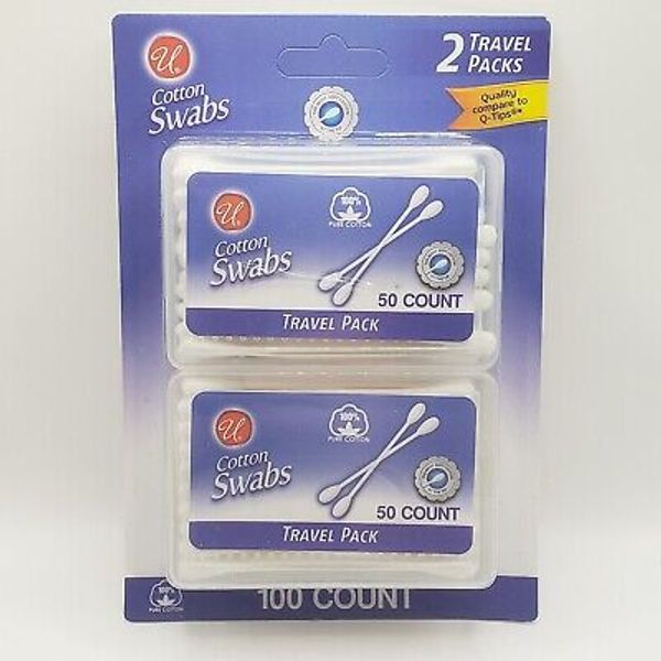 U Cotton Swabs Q-Tips Travel Packs 100 Count Total Purse Pack