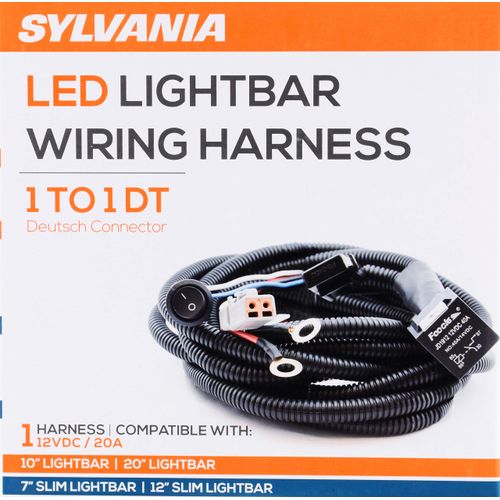 SYLVANIA - LED Light Bar Wiring Harness Kit - Weatherproof Deutsch Connector, 12V On Off Switch Power Relay Blade Fuse Off Road Lights LED Work Light, Spot Flood Combo, Single Lightbar (1PC)