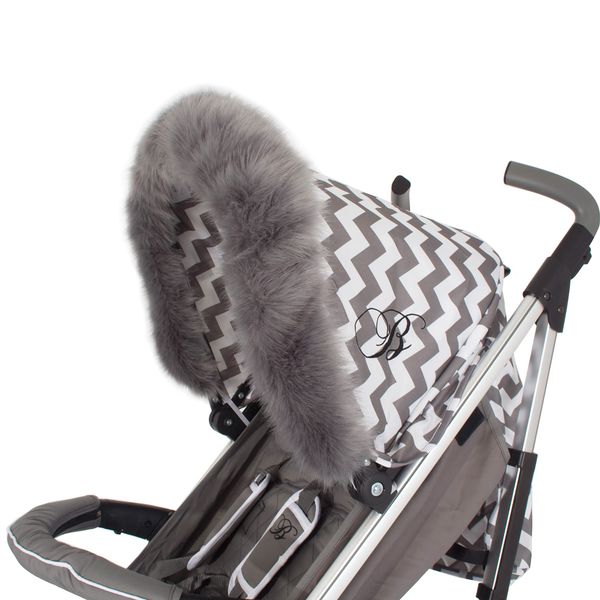 My Babiie Pram Faux Fur Hood - Universal Pushchair Trim, Baby Stroller Fur Accessory - Grey