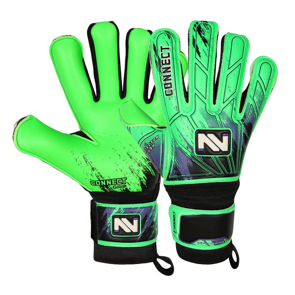 CONNECT Goalkeeper Gloves Premium Grip, Goalkeeper Gloves Kids, Youth & Adult, Football gloves with Finger Support, goalie gloves, Goalkeeping gloves Size 4/5/6/7/8/9/10 (Flourcent Green, 4)