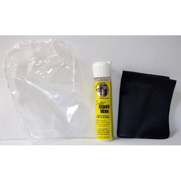 Smittys Glass Wax and Screen Cleaner with Carrying Pouch, Bottle and Cloth Cleaner