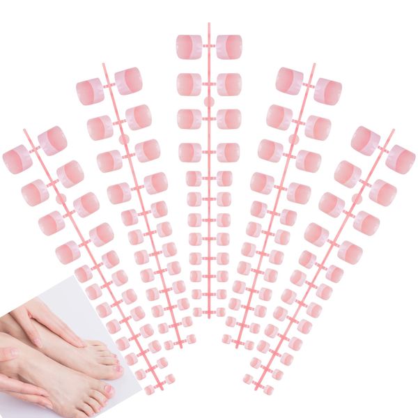 Belerry 120 Pcs French False Toe Nails Tips, 5 Sets Artificial Manicure Fake Toe Nails, DIY Manicure Art Tips for Women and Girls