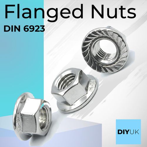 SS8® 2 x Flange Nuts Stainless Steel M12 (12mm) Hex Nut Serrated Flanged DIN 6923