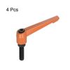 sourcing map 4pcs Adjustable Clamping Lever Handles M10 x 30mm Male Thread Bolt Knobs Rotating Screw Locking Quick Release Ratchet Push Button Handle, Orange