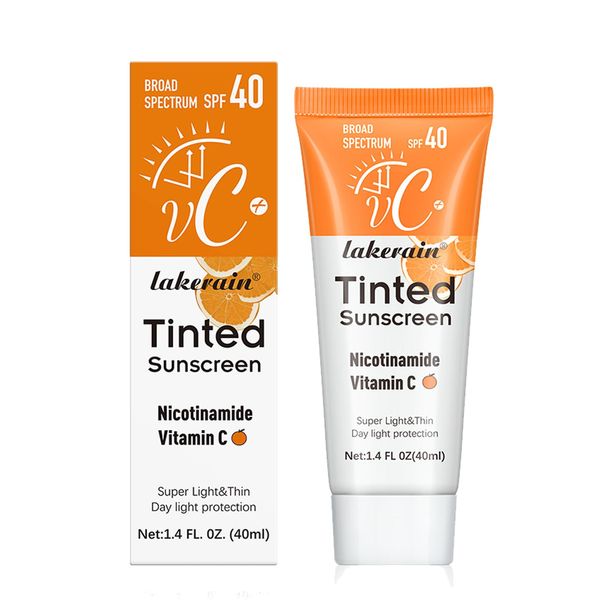 ARCHIDATE Vitamin C Sun Cream Face - Face Cream with SPF 40 - Tinted Sunscreen Tinted Sun Cream Face - Sun Protection Face Against UVA & UVB - Waterproof Moisturising Sunscreen
