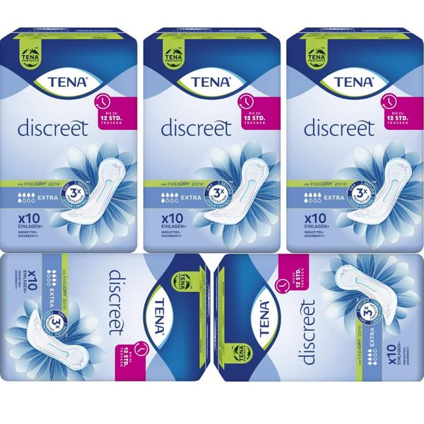 Discreet Extra Einlagen Pads Damenbinden 10 STÜCK x 5 Packungen