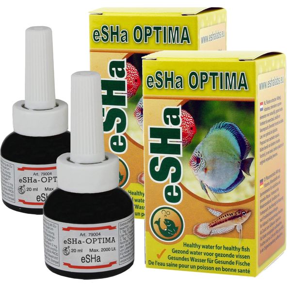 Doppelpack! 2X Esha Optima - Wasseraufbereiter - Pflanzenextrakte, Spurenelemente, Mineralien, Vitamine - erhöht Widerstandsfähigkeit gegen Krankheiten/Parasiten - 2X 20 ml