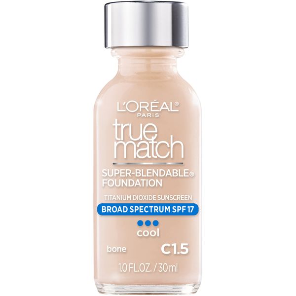 L'Oreal Paris Makeup True Match Super-Blendable Liquid Foundation, Bone C1.5, 1 Fl Oz,1 Count