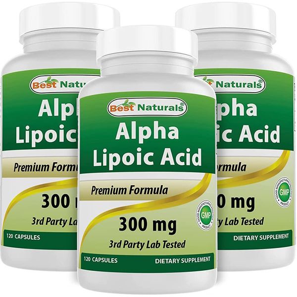 Best Naturals Alpha Lipoic Acid 300mg 120 Capsules, 3 packs of 120