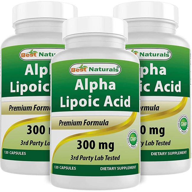 Best Naturals Alpha Lipoic Acid 300mg 120 Capsules, 3 packs of 120