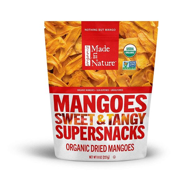 Made in Nature Organic Dried Mangoes, Non-GMO, Gluten Free, Unslurfed, Vegan Snack, 8oz (Pack of 1), Packaging May Vary