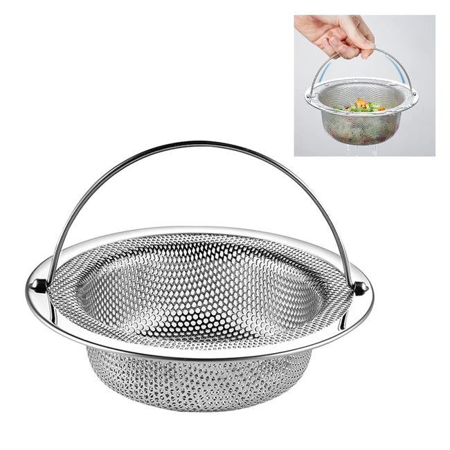 Wastebasket Garbage Drain Basket for 3.1 inches (8 cm) Sinks Sink Garbage Receptor Stainless Steel Punching Winuin Shallow Garbage Basket for Kitchen Use with Stainless Steel Handle (Suitable Drain