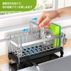 PKBD Sponge Rack Tool Hook Sponge & Cleaning Tool Stand Kitchen Storage Drainer Rack Kitchen Sink with Removable Drainer Tray (Silver)