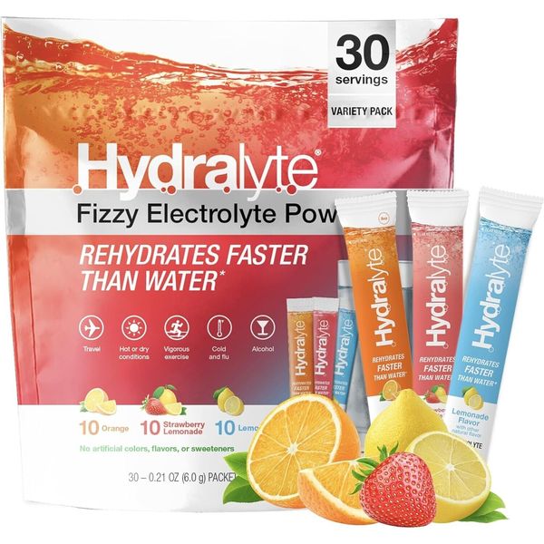 30 Count Hydralyte Low Sugar Rapid Rehydration Powder Drink Mix Packets, 8 oz