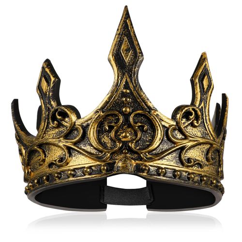 BESPORTBLE King Crown for Men, Foam Cosplay Crown Headband Old Gold Mens Prince Diadem for Cosplay Birthday Wedding Halloween Prom King Random Pattern