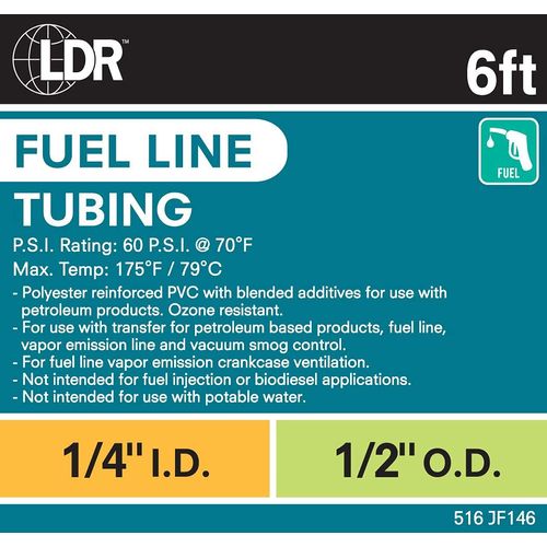 ¼ Inch ID Fuel Line for Small Engines 6-Foot Length