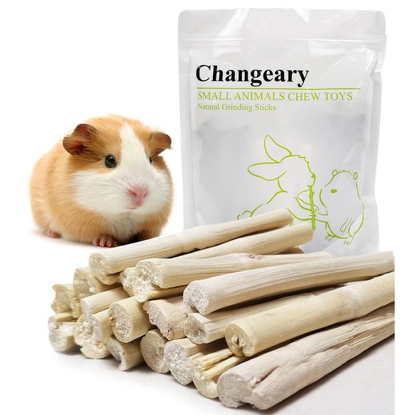 Chngeary 150g and 300g Natural Sweet Bamboo Sticks Small Animals Treats Toys, Rabbit Hamster Guinea Pigs Toys Chinchilla Squirrel Bunny Chew Toys(150g)