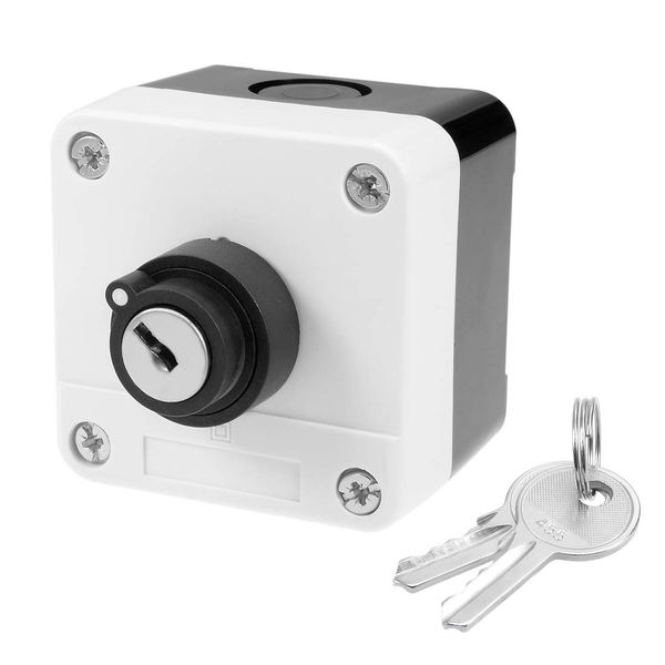 sourcing map Push Button Switch Station Key Lock Select Switch Station 2 Position, 380V 10(6) a