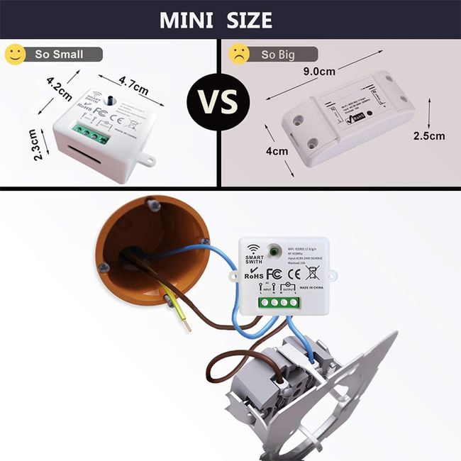 Mini DIY WiFi RF433 Smart Relay Switch Module Smart Life/Tuya App