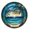 Tropical Paradise Sunset Suncatcher Stained Acrylic Window Hanging & Chain