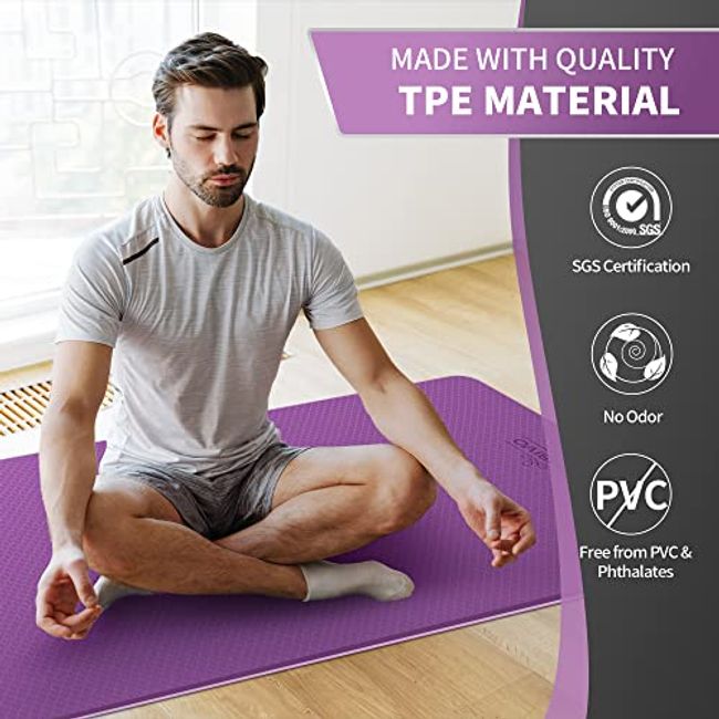 Ultra-wide Yoga Mat For Men And Women, 1/4 Inch Thick, Large Tpe Fitness Mat,  Suitable For Home Gym Exercise