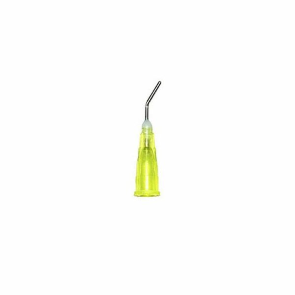 100 Dental Pre Bent Applicator Flow Sealant Needle Tips Yellow Disposable