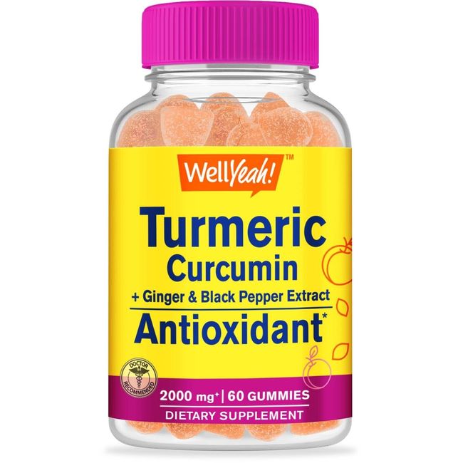 WellYeah Turmeric Curcumin Gummies with Black Pepper