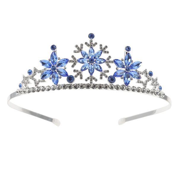 Beaupretty Vintage Baroque Queen Crowns Snowflakes Blue Crystal Tiara Rhinestone Wedding Crowns Gothic Quinceanera Tiaras Hair Accessories for Kids Girls Toddler