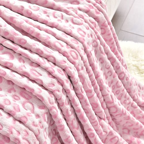 PLEASANT BOULEVARD | Leopard Throw Blanket Fleece, Premium Lightweight Cozy Warm Plush Microfiber Bedspread for Couch Sofa and Bed (Pink, Twin (60 x 80 inches))