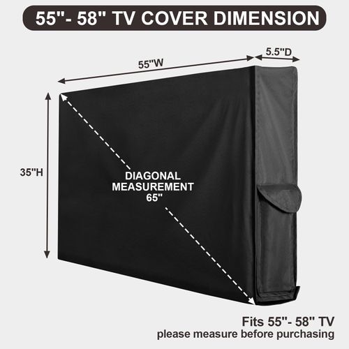 PureFit Outdoor TV Cover 55-58 inch Weatherproof Waterproof for Outside, TV Covers Protector Enclosure for Flat Screen TVs, Fits up to 55"W x 35"H x 5.5"D, Black