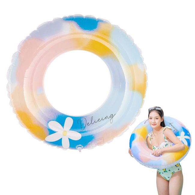 Float, Children's Float, For Adults, O-type, Inflatable Float, Cute, Extraordinary Float, Strong Buoyancy, Swimming Pool, Popular Toy, Leisure Goods, Summer Day, Beach, Beach, Summer Vacation, Overseas Travel, Birthday Gift (90#, Yellow)