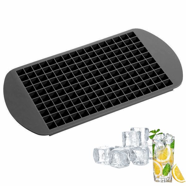 YFFSFDC 160 Pcs Silicone Ice Tray Ice Cube Mold Mini Square Ice Cube Mold for Tea and Liquor Ice Cube Maker Easy Access (Black)