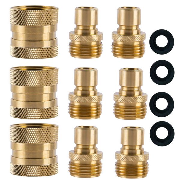 Garden Hose Quick Connect Brass Hose Quick Connectors Water Hose Connector 3/4"GTH (3 Female Coupler+ 6 Male Nipples)