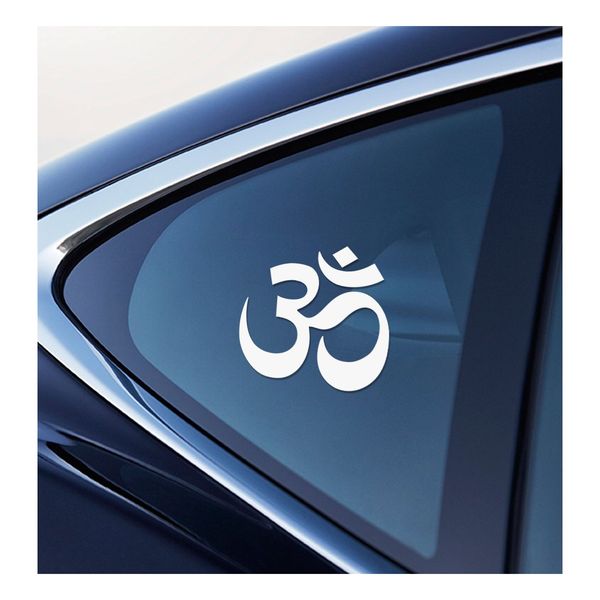 Aum/Om Symbol White Vinyl Car Window Decal Sticker White