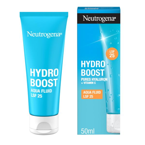 Neutrogena Hydro Boost Aqua Fluid Lichtschutzfaktor 25 (50 ml), leichte Gesichtscreme mit Hyaluronsäure & Vitamin C für intensive Feuchtigkeit, nicht fettende Tagescreme mit LSF